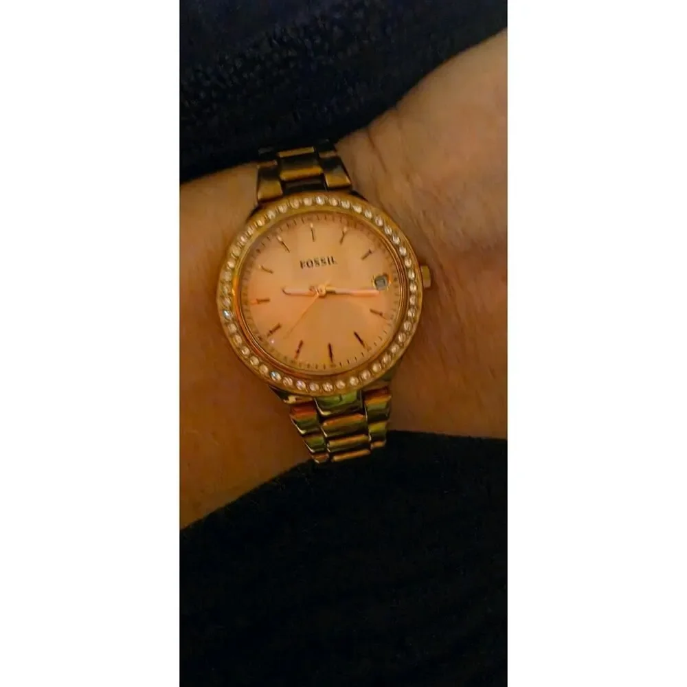 Fossil Blane Three-Hand Rose Gold-Tone Ladies Watch (Reference: ES4337SET).